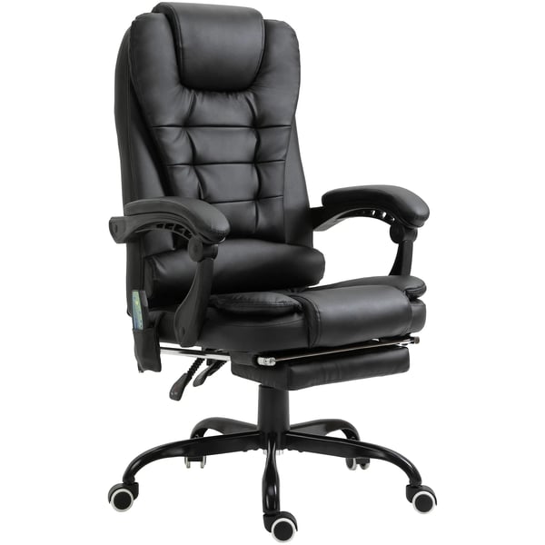 Vinsetto Massagestol Chef2832C32C32C391BK h28Djusterbar drejestol m. fodst28C10C32C32 i l28C10C32C32, sort kunstl28C10C32C32 cm