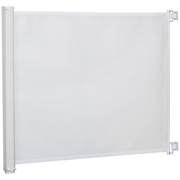 PawHut Udtrækkeligt Sikkerhedsgitter til Døre & Trapper - PVC, Metal, Hvid, 115x82,5 cm