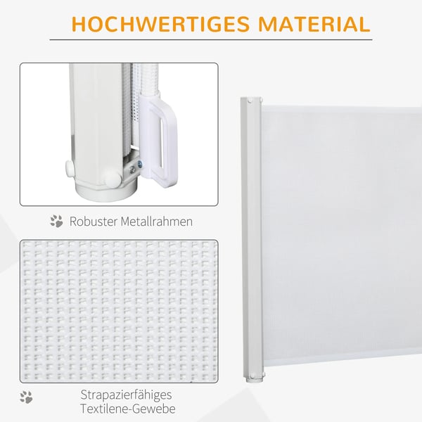 PawHut Udtrækkeligt Sikkerhedsgitter til Døre & Trapper - PVC, Metal, Hvid, 115x82,5 cm
