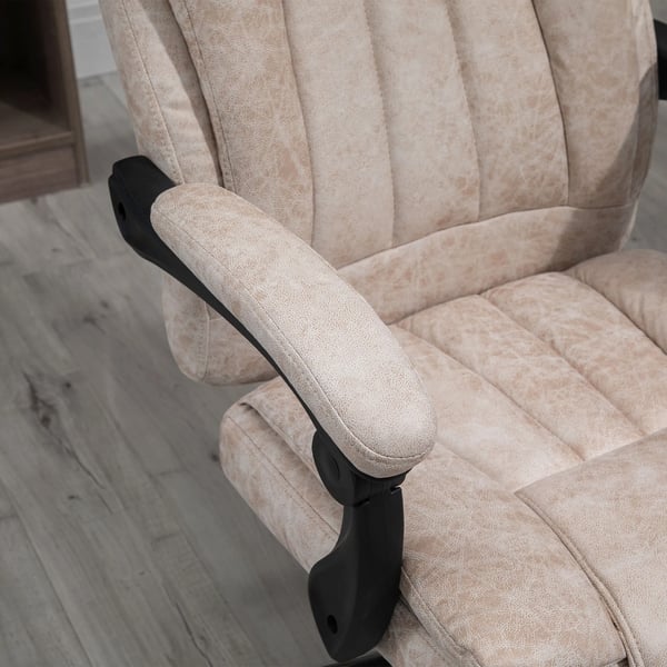Vinsetto Kontorstol - Ergonomisk Drejestol med Lænïefunktion, Fodstøtte, Højdejusterbar, Beige/Sort/Sølv