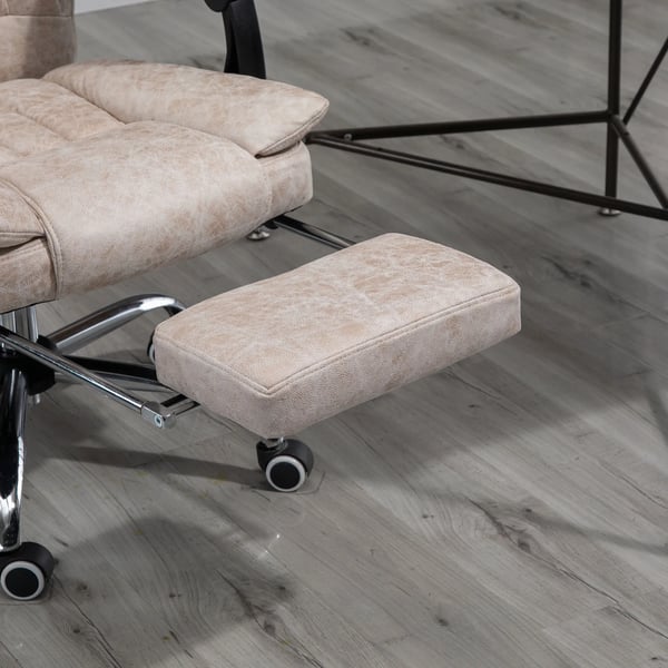 Toimistotuoli Ergonominen Mekanismilla ja Jalkatuella, Mikrokuitu, Beige/Musta/Hopea