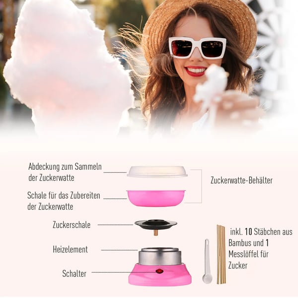 Sukkerspin Maskine - Kompakt Candyfloss Maker med Rustfrit Stål, PP & Lyserød Farve - Perfekt til Hjemmebrug