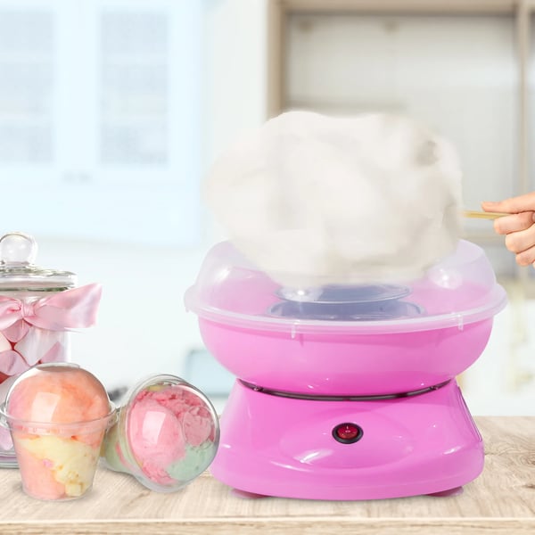 Sukkerspin Maskine - Kompakt Candyfloss Maker med Rustfrit Stål, PP & Lyserød Farve - Perfekt til Hjemmebrug
