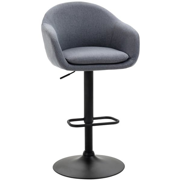 HOMCOM Barstol Mørkegrå - Justerbar højde, drejbar 360°, med fodstøtte - Linnedlook - 54x54x92-112 cm