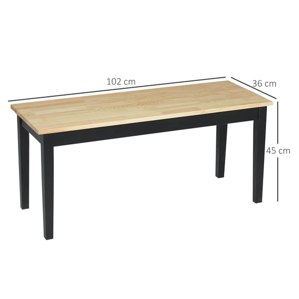 HOMCOM Bænk i Fyrretræ til 2 personer, Natur/Sort, 102x36x45cm