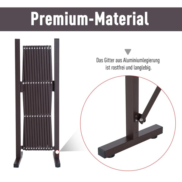 Outsunny saksegitter, udtrækkeligt 35-300 cm, ideelt til haven, aluminium, brun, H103,5 cm