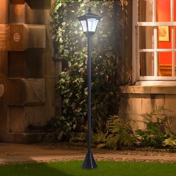 Outsunny Solarlanterne Have Sti Lampe LED 30 Lumen Sort Plastik 15 x 15 x 120cm