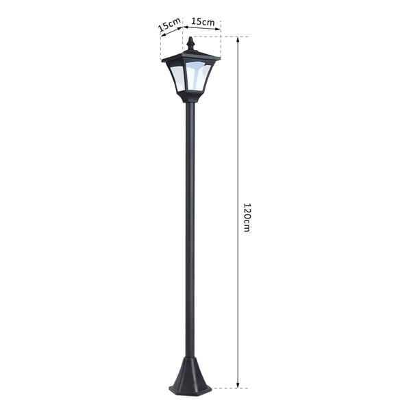 Outsunny Solarlanterne Have Sti Lampe LED 30 Lumen Sort Plastik 15 x 15 x 120cm