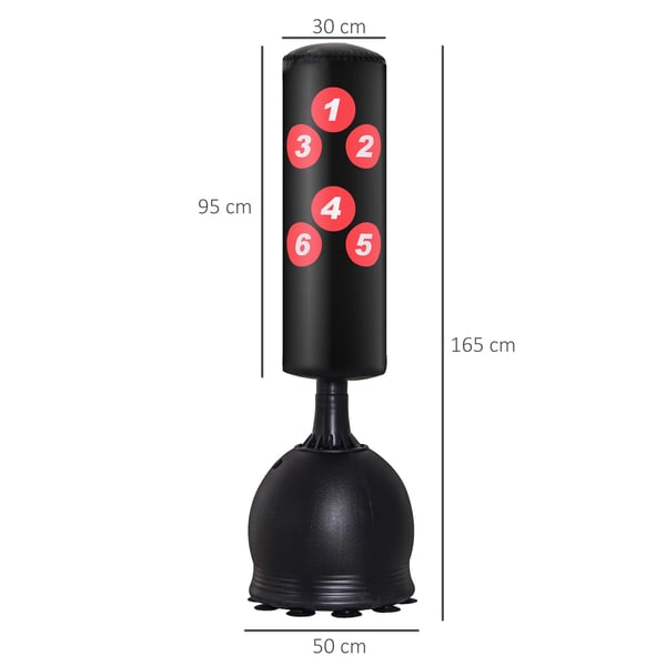 HOMCOM Stående boksesæk 165 cm til Voksne - Heavy Duty med Sugekopfod (Sort, HDPE/PVC/EPE)