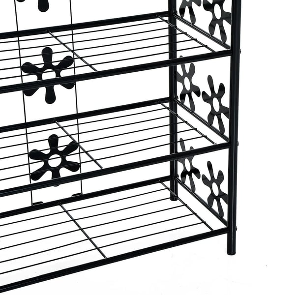 Metallinen Kukkahylly 4 tasoa, Musta, 59.5x30x92cm