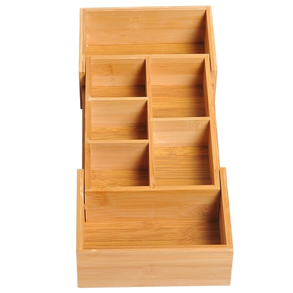 HOMCOM Udtrækkelig Bambus Skuffeopdeler - Natur, 24,6 x 17,6 x 7 cm