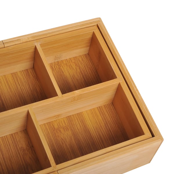 HOMCOM Udtrækkelig Bambus Skuffeopdeler - Natur, 24,6 x 17,6 x 7 cm