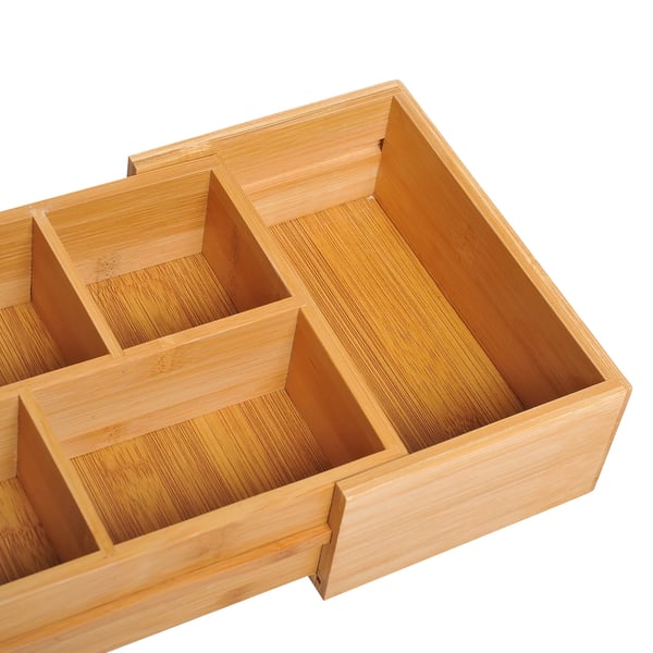HOMCOM Udtrækkelig Bambus Skuffeopdeler - Natur, 24,6 x 17,6 x 7 cm