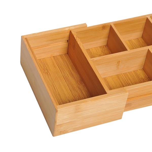 HOMCOM Udtrækkelig Bambus Skuffeopdeler - Natur, 24,6 x 17,6 x 7 cm