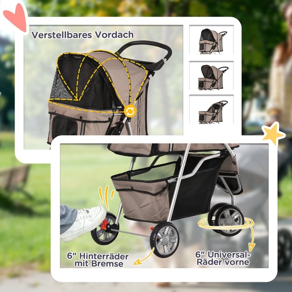 PawHut Koiranrattaat Monivärinen Ruskea