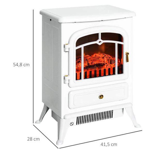 Elektrisk kamin 950/1850W, Vit - Värme och mysig atmosfär med realistisk flamma. Säkerhetsfunktioner för trygg användning. Mått: 41,5 x 28 x 54