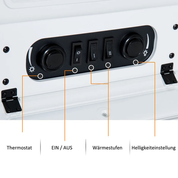 Elektrisk kamin 950/1850W, Vit - Värme och mysig atmosfär med realistisk flamma. Säkerhetsfunktioner för trygg användning. Mått: 41,5 x 28 x 54