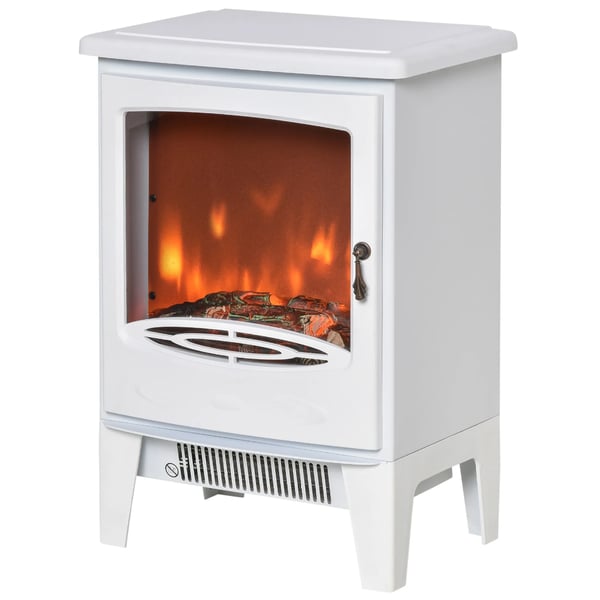 LED Elektrisk Kamin Standkamin Kamin med Flammeffekt 900/1800W Metall ABS-plast Glas Vit 39 x 26 x 54,8 cm
