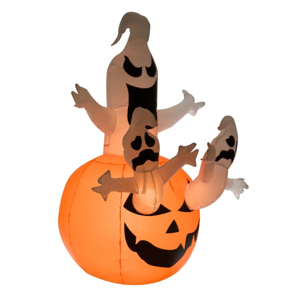 puhalettava kurpitsahahmo, aavemainen Halloween-koriste, ilmatäytteinen figuuri LED-valaistuksella, polyesteri, 120x120x180cm