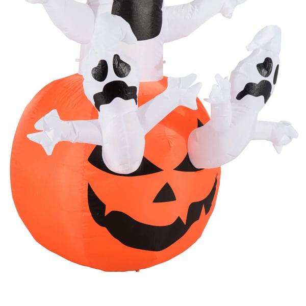 puhalettava kurpitsahahmo, aavemainen Halloween-koriste, ilmatäytteinen figuuri LED-valaistuksella, polyesteri, 120x120x180cm