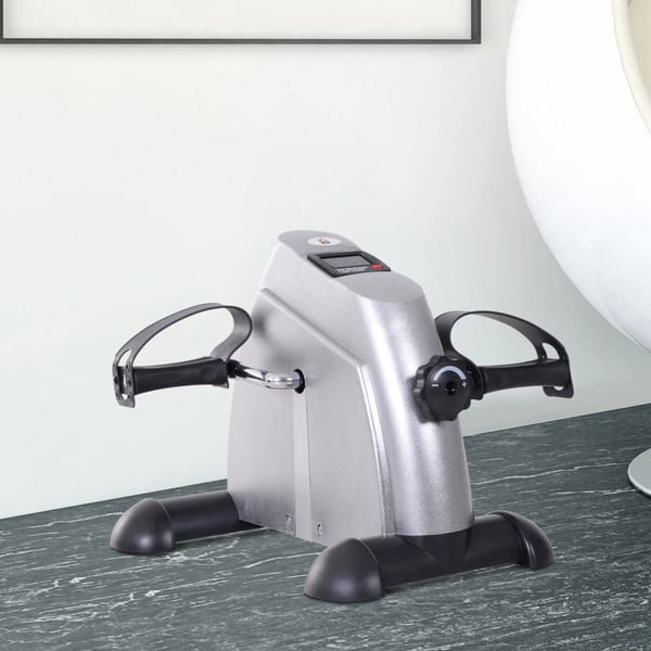HOMCOM Motionscykel Mini Pedaltræner med LCD-display, Støbejern, Sølv