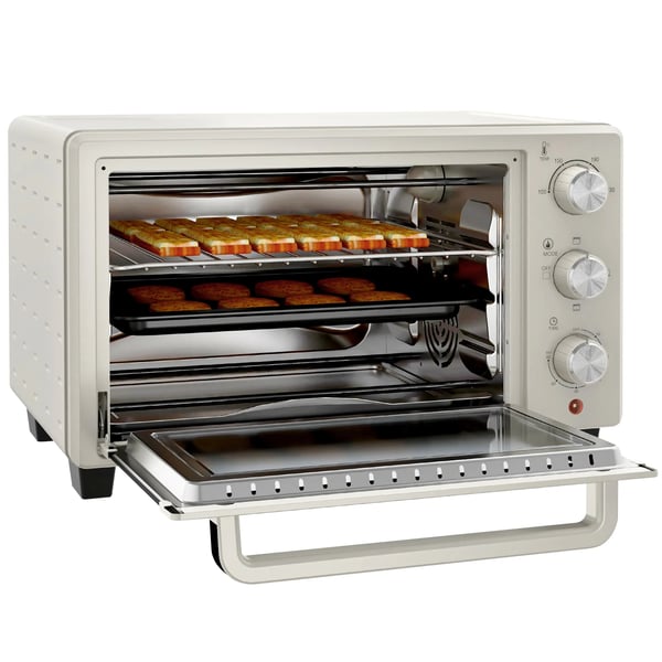 HOMCOM Mini-uuni 21L, kermanvalkoinen, 1400W pöytäuuni 100-230°C, ruostumaton teräs