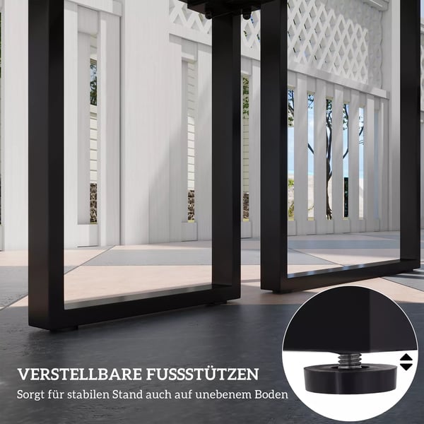 Outsunny udendørs møbelsæt 3-dele bænkesæt havesæt 1 x bord 2 x bænk metal sort 110 x 55 x 70 cm