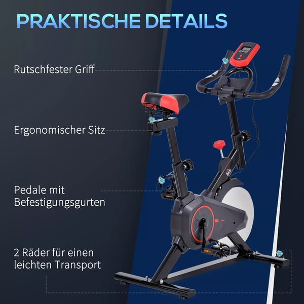 HOMCOM Indoor Cykeltræner Cycling Bike Træner Hjemmegym Fitnesscykel 85 x 46 x 114 cm