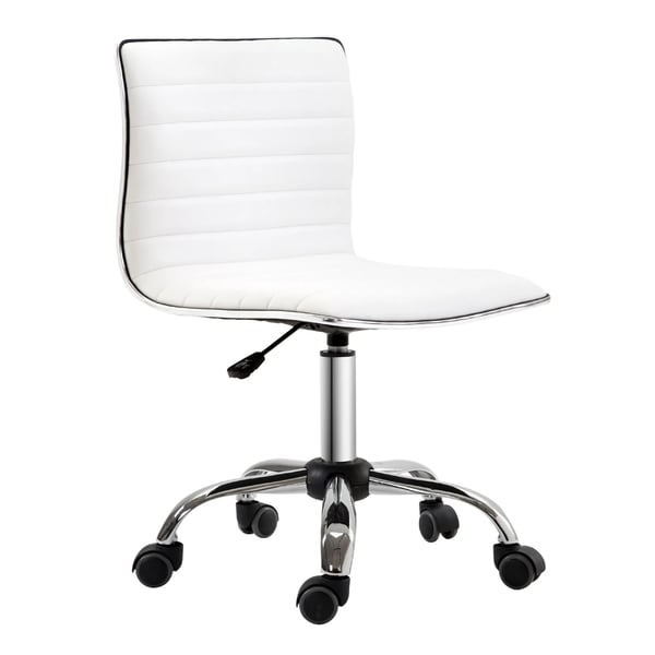 HOMCOM Fris/roorstol salongstol hurbar ajusterbar chrom PU lucegrekle hwit 48x52x78 panel