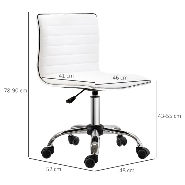HOMCOM Frisørstol Drejestol Højdejusterbar med Ryglæn i PU Kunstlæder, Hvid 48x52x78-90 cm