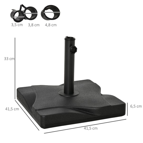 Outsunny parasolfod parasolholder, til Ø35/38/48 mm, metal, sort, 45x45x39 cm