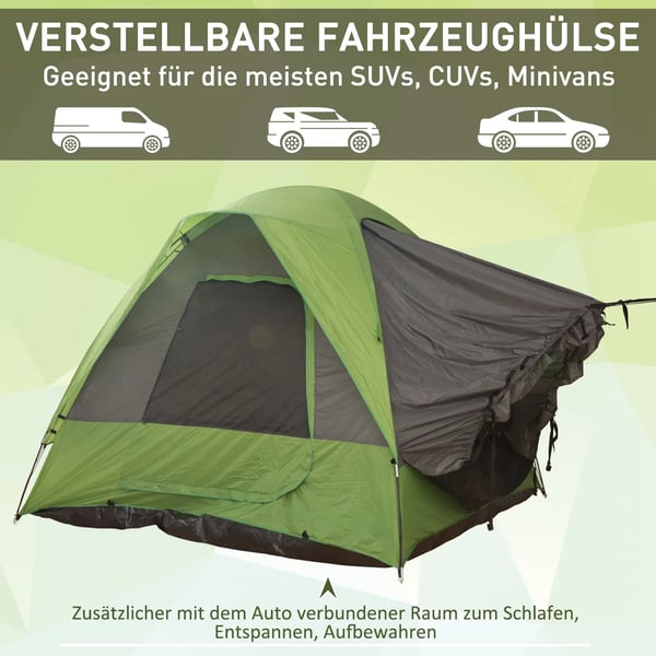 Outsunny Biltelt | Polyester | Grønt | 4-5 personer | 300x300x230 cm