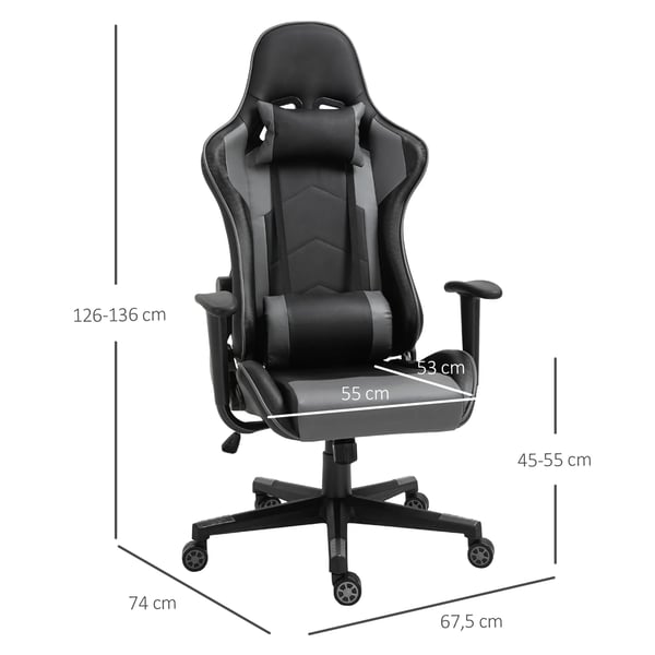 Ergonominen Pelituoli, Keinonahka PU, Vaahtomuovi, MDF, Musta, 67.5x74x126-136cm