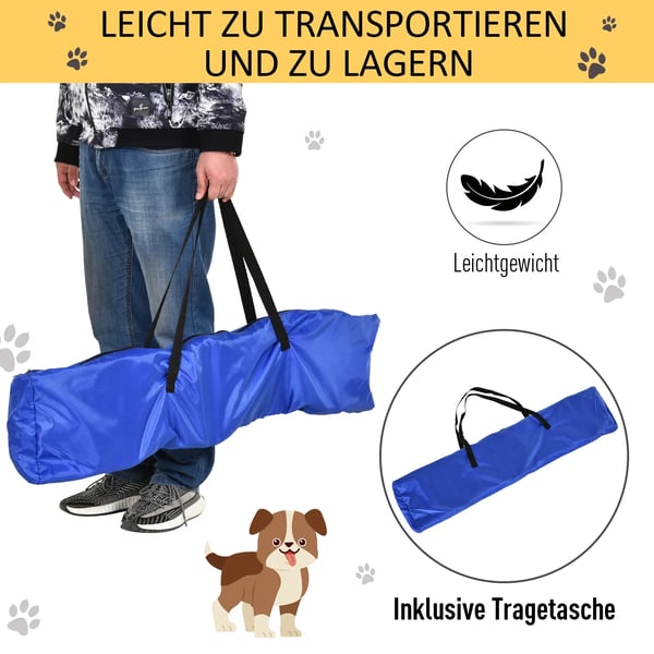 PawHut Hundetrænings agility sæt 3-i-1 – Forhindringer, Slalom, Springring – Inkl. Taske – Gul, ABS/PE/Polyester