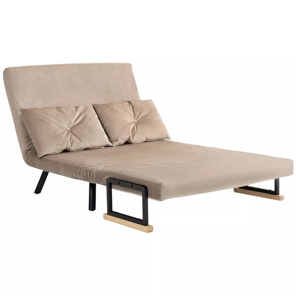 Sovesofa i Lysbrun Polyester med 5-trins Justerbart Ryglæn og Pude, Fold-ud Seng til Stue/Soveværelse