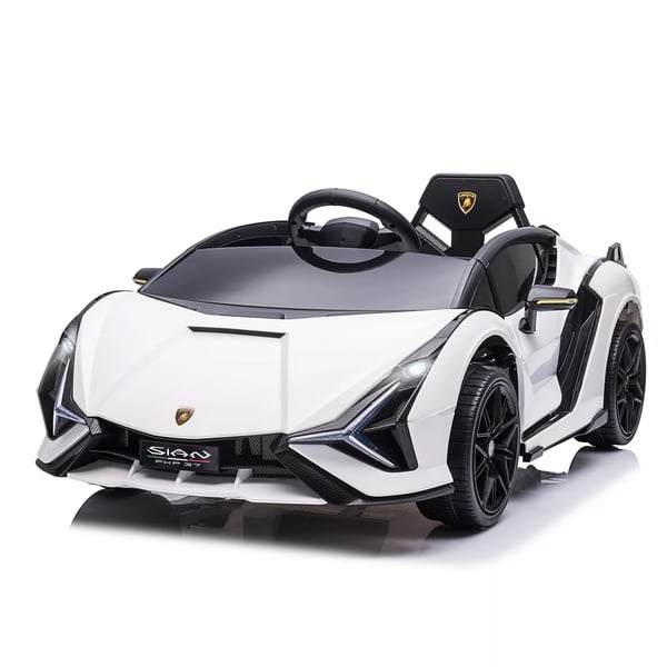 HOMCOM Sähköauto lapsille, 2 ajotilaa, kaukosäädin, leveät renkaat, musiikki (MP3/USB), valo, 37-60kk, Valkoinen