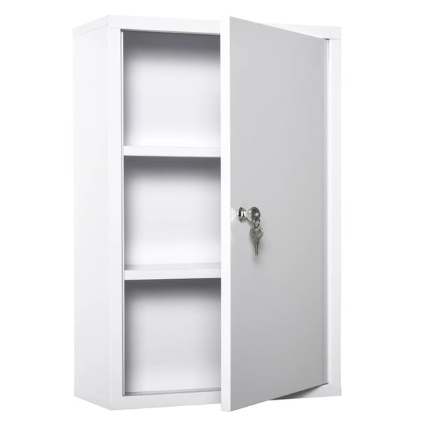 kleankin FHrstehjFlpsskab Medicinskab 3 rum lHsbar stGl hvid 40x18x60cm