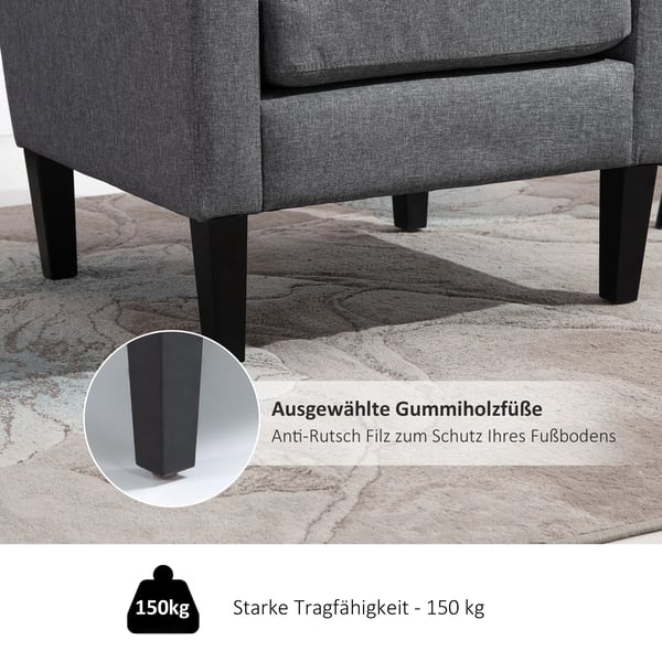 HOMCOM afslapningsstol, enkeltlænestol med polstring, træben, hørstof, lysegrå, 66x72x74cm
