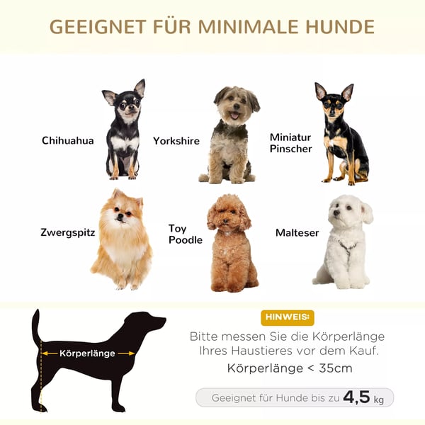 PawHut kæledyrssofa hundeseng med pude, ryglomme, plysbetræk, cremefarvet, fyrretræ