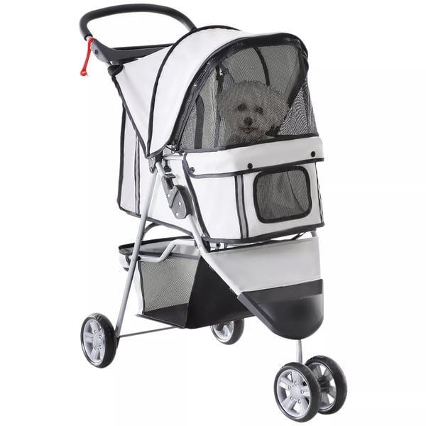 PawHut Hundvagn (Grå) - Hopfällbar och Ventilerad Transportvagn i Polyester, Perfekt för Små Hundar och Katter PawHut Hundvagn (Grå) - Hopfällbar och Ventilerad Transportvagn i Polyester, Perfekt för Små Hundar och Katter
