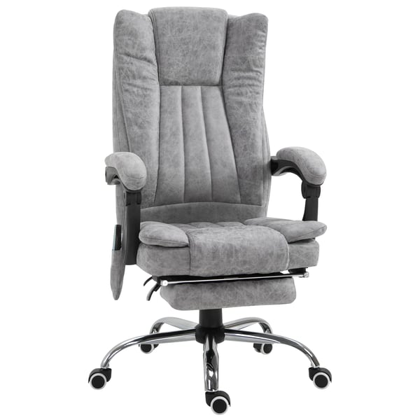 Vinsetto Massagestol - Ergonomisk Kontorstol med Värme, Vibration & Fotstöd - Grå Polyester