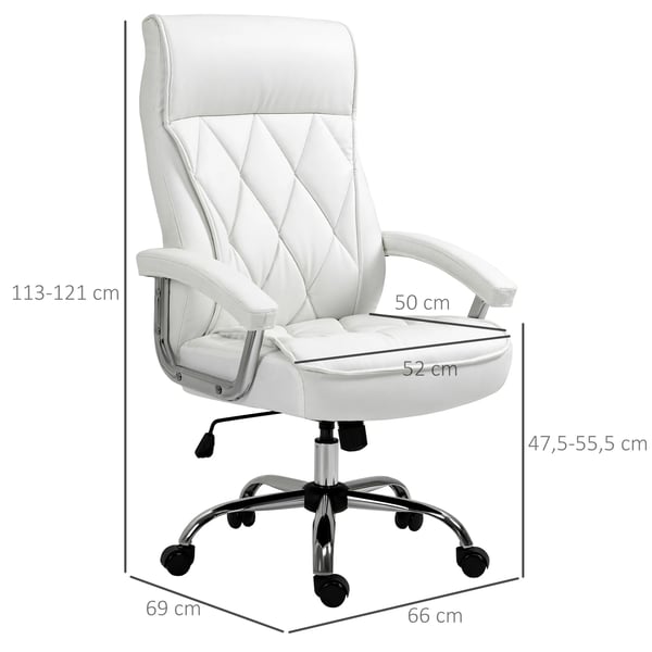 Vinsetto Kontorstol - Ergonomisk Drejestol med PU-Læder, Hvid