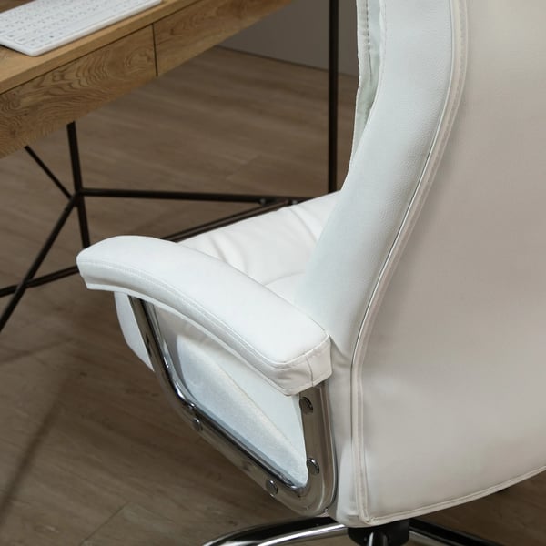 Vinsetto Kontorstol - Ergonomisk Drejestol med PU-Læder, Hvid