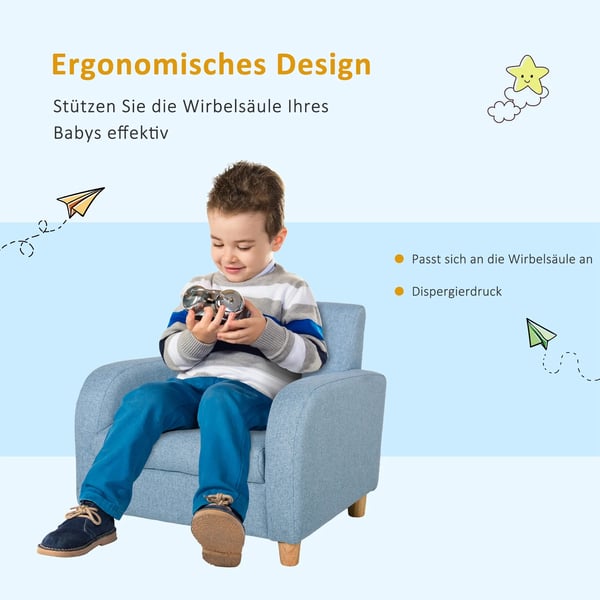 HOMCOM Brnesofa i bl og tr, bld, 49x45x44,5cm