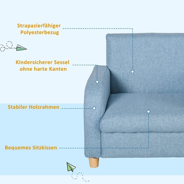 HOMCOM Brnesofa i bl og tr, bld, 49x45x44,5cm
