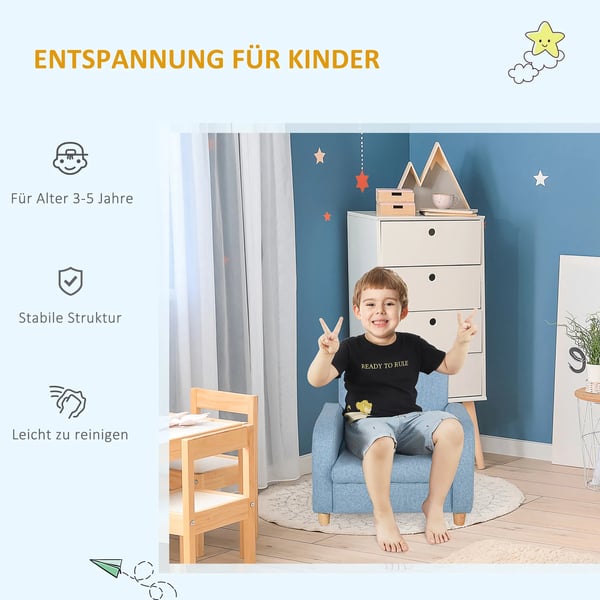 HOMCOM Brnesofa i bl og tr, bld, 49x45x44,5cm