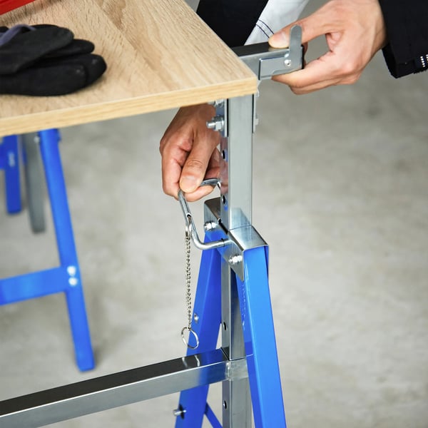 HOMCOM 2 x Stilladsbuk støttebuk foldbar, højdejusterbar op til 200kg, stål, blå, 68x58x80-130cm
