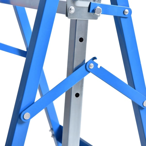 HOMCOM 2 x Stilladsbuk støttebuk foldbar, højdejusterbar op til 200kg, stål, blå, 68x58x80-130cm