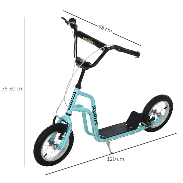HOMCOM Løbehjul til Børn - Blå - Stål, Aluminium, Gummi - Justerbar højde, 12" hjul - Fra 5 år