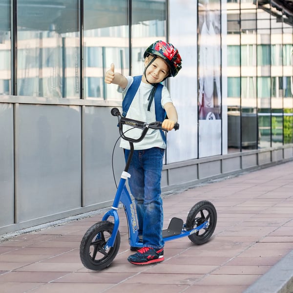 Scooter Roller Børneløbehjul City Roller 12 tommer med bagbremse, højdejusterbar, stål & EVA, blå, 120x52x80-88 cm